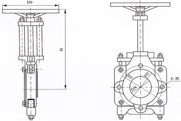 ZT9928手動漿料閘閥結構示意圖