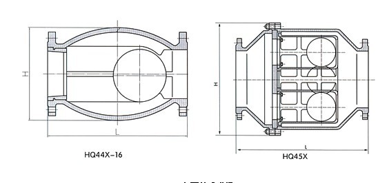 HQ45微阻球形止回閥結構示意圖 HQ45微阻球形止回閥結構示意圖